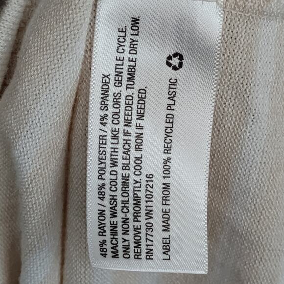 A New Day Hoodie Sweater Top Size Large Beige and White Stripes Pullover - Picture 6 of 7
